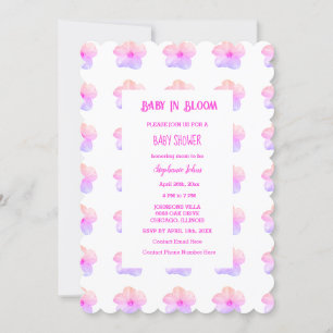 Floral Baby In Bloom Pink Petunia Baby Shower Girl Invitation