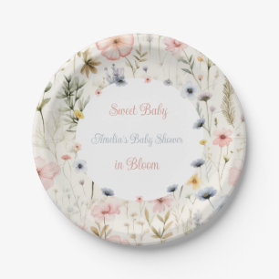 Floral Baby in Bloom Theme Baby Shower Paper Plate