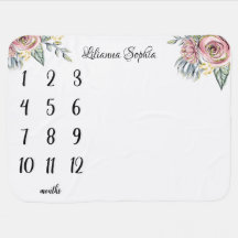 Floral Baby Milestone Blanket Monthly Baby Blanket