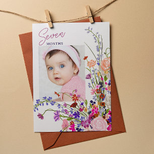 Floral Baby Monthly Milestone Hanging Card Photo