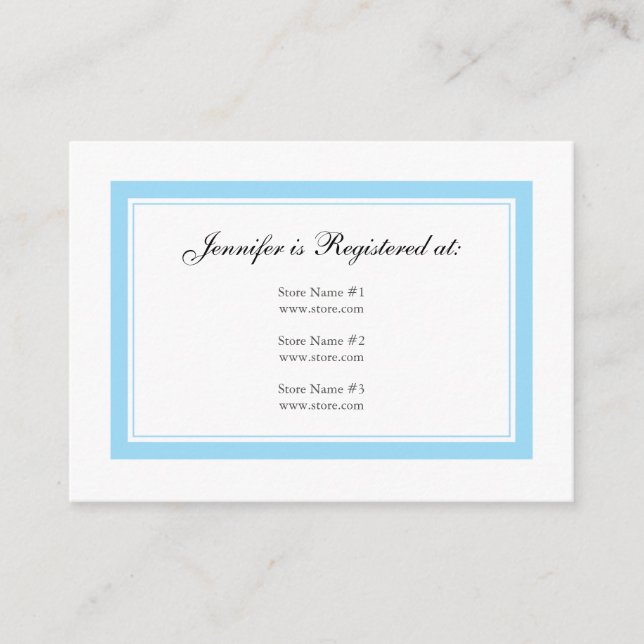 Floral Baby Registry Card - Blue on Blue (Front)