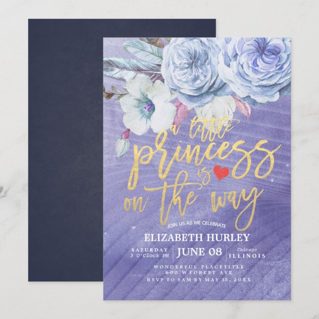Floral Baby Shower a little princess is on the way Invitation (Front/Back)