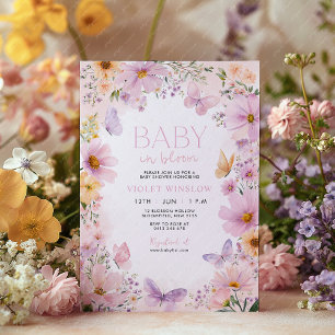 Floral Baby Shower Baby in Bloom Pink Flower Girl Invitation