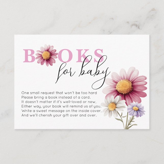 Floral Baby Shower Books for Baby Card (Front)