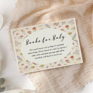 Floral Baby Shower Books For Baby Enclosure Card