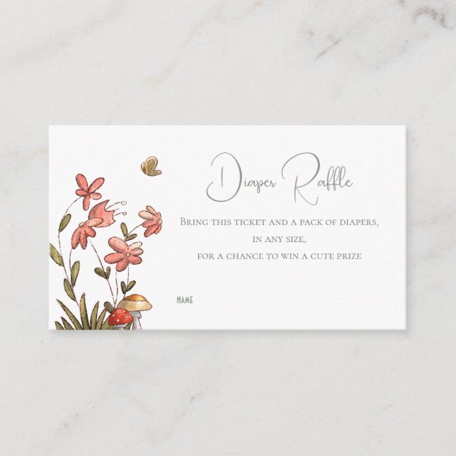 Floral Baby Shower Diaper Raffle Enclosure Card (Front)