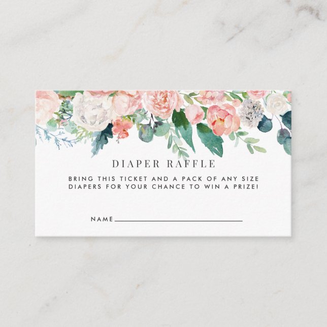 Floral Baby Shower Diaper Raffle Enclosure Card (Front)
