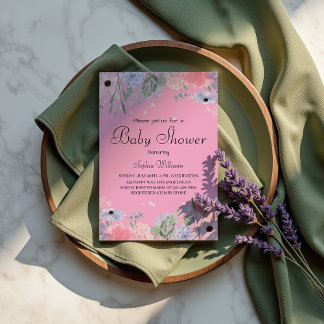 Floral Baby Shower - Elegant Watercolor Flowers Invitation