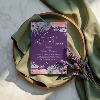 Floral Baby Shower - Elegant Watercolor Flowers Invitation