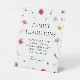 Floral Baby Shower Family Traditions Pedestal Sign