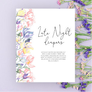 Floral baby shower Late night diapers game Poster