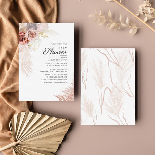 Floral Baby Shower Pampas Grass Boho Terracotta Card