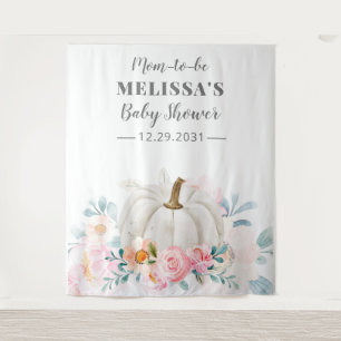Floral Baby Shower Pink Roses Pumpkin Mum to be Tapestry