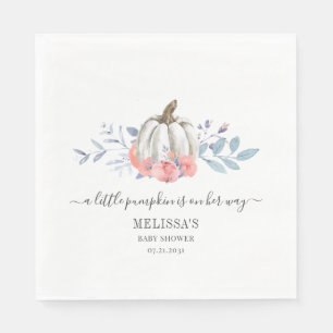 Floral Baby Shower Pink Roses Pumpkin Napkin