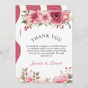 Floral Baby Shower Rose Colourful Thank You Card
