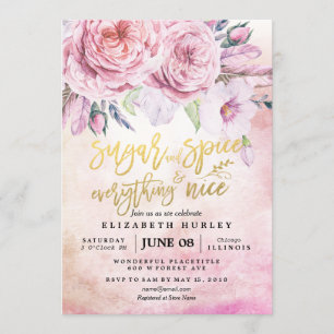 Floral Baby Shower Sugar & Spice & Everything Nice Invitation