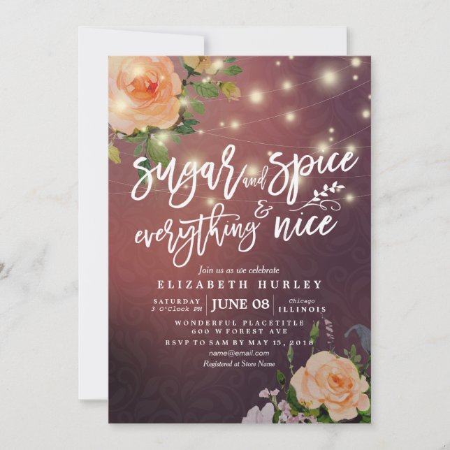 Floral Baby Shower Sugar & Spice & Everything Nice Invitation (Front)