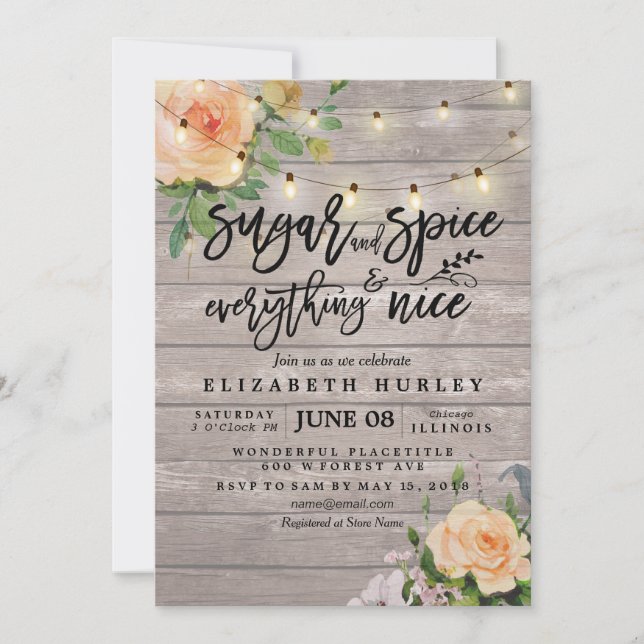 Floral Baby Shower Sugar & Spice & Everything Nice Invitation (Front)
