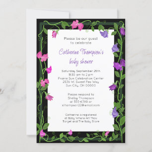 Floral Baby Shower Sweet Pea  Invitation