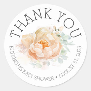 Floral Baby Shower Thank You Classic Round Sticker