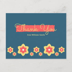 Floral Baby Shower Thank You Postcard