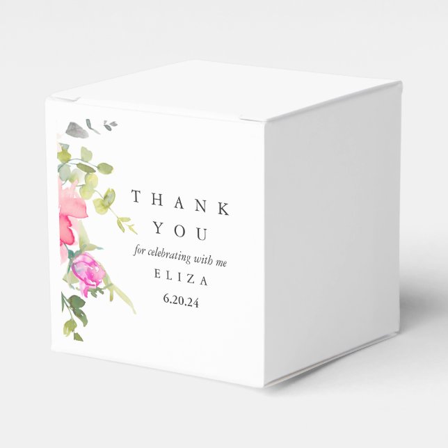Floral Baby Shower Thank You Watercolor Favour Box (Front Side)