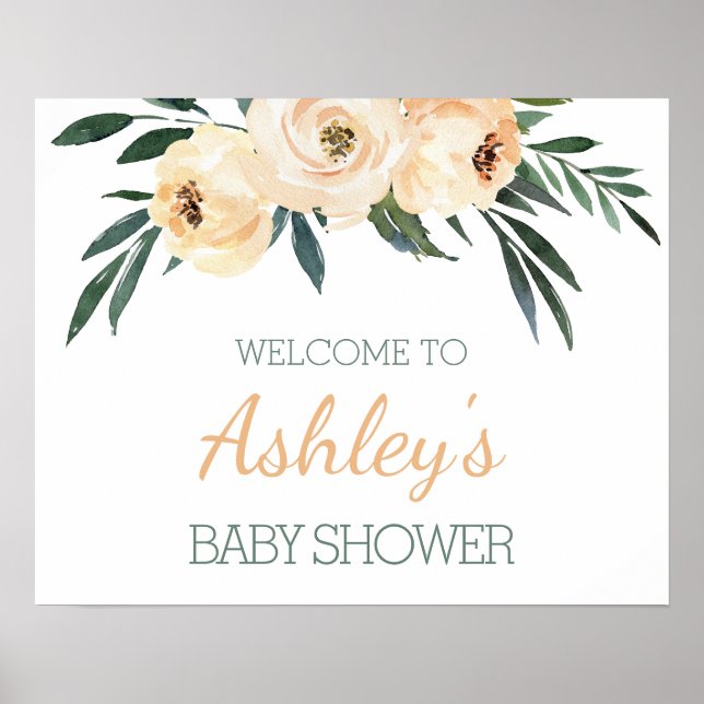 Floral Baby Shower Welcome Sign (Front)