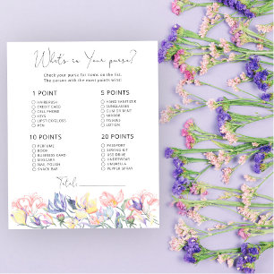 Floral baby shower Whats in your purse game