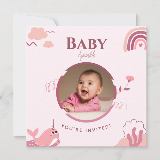 Floral Baby Sprinkle Customisable Invitation (Front)