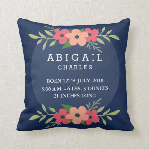 Floral Baby Stats Baby Pillow