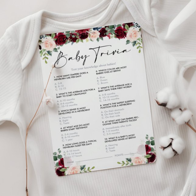 Floral Baby Trivia Baby Shower Game (Creator Uploaded)