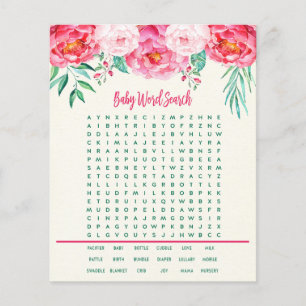 Floral Baby Word Search, Baby Shower Games, Games