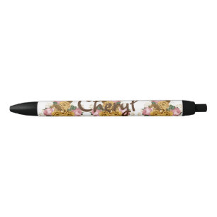 Floral Back to School Black Ink Pen