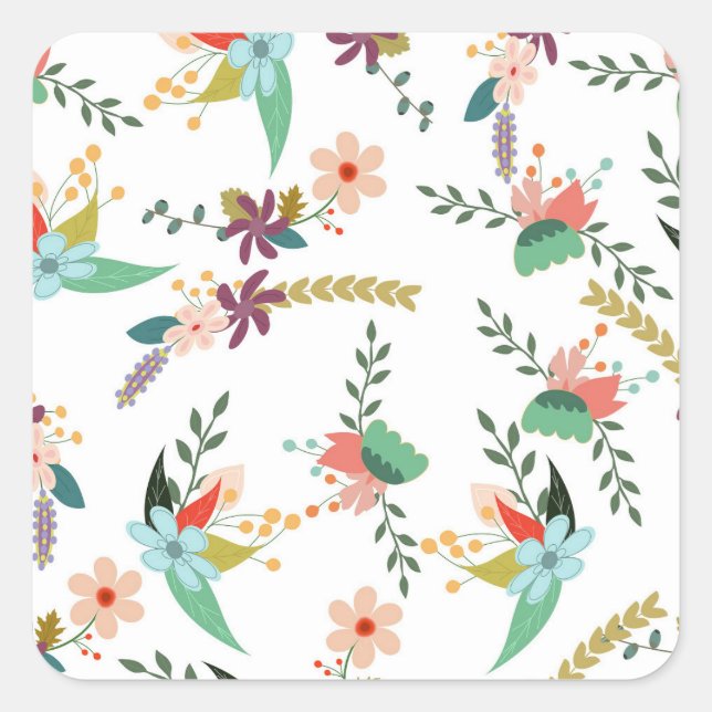 floral-backdrop-pattern-flower square sticker (Front)
