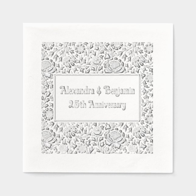 Floral Background #2 Any Occasion 50th Anniversary Foil Napkins (Front)