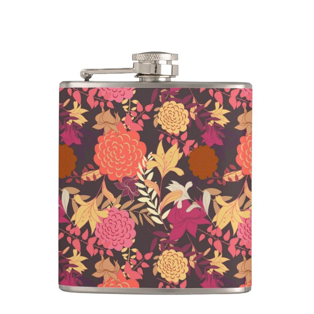 Floral background 2 hip flask (Front)