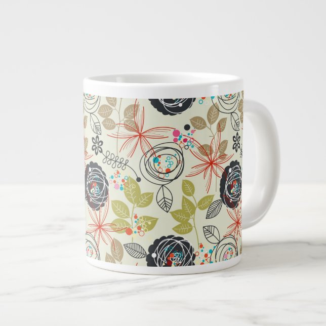 Floral background 2 large coffee mug (Front Right)