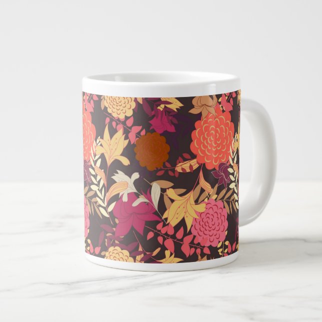 Floral background 2 large coffee mug (Front Right)