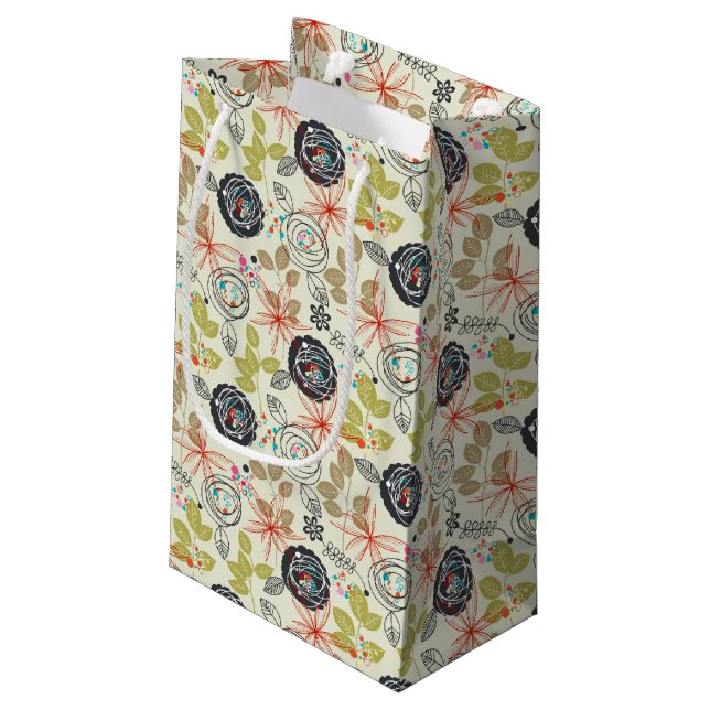 Floral background 2 small gift bag (Back Angled)