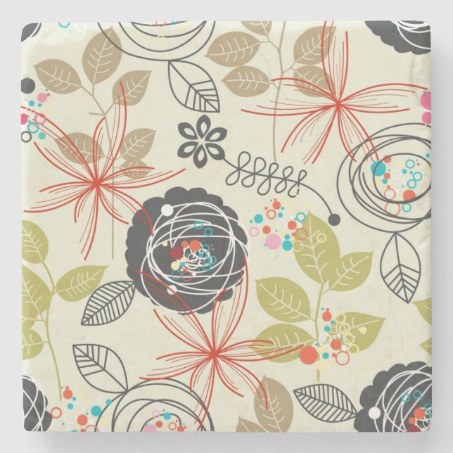 Floral background 2 stone coaster (Front)