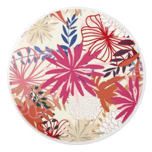 Floral background 3 ceramic knob