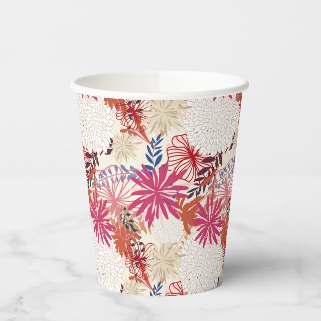 Floral background 3 paper cups (Left)