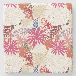 Floral background 3 stone coaster