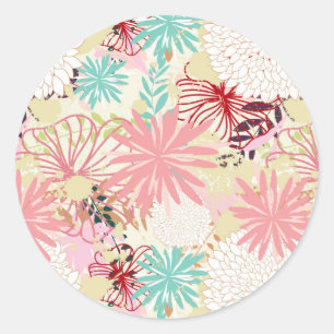 Floral background 4 classic round sticker