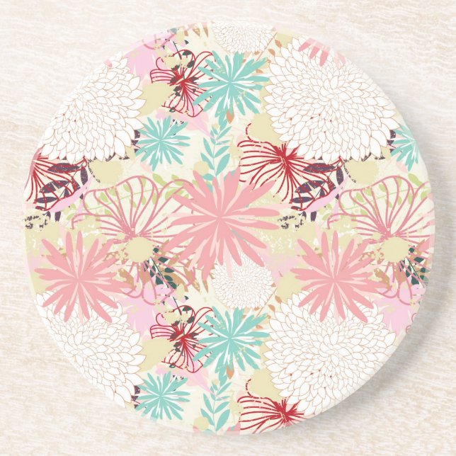 Floral background 4 coaster (Front)
