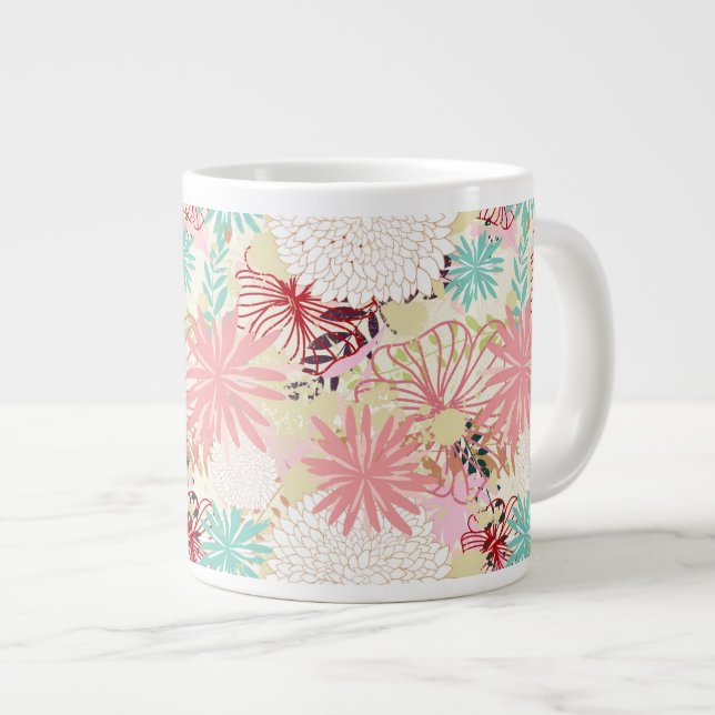 Floral background 4 large coffee mug (Front Right)