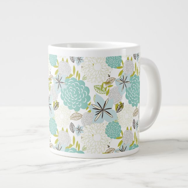 Floral background 5 large coffee mug (Front Right)
