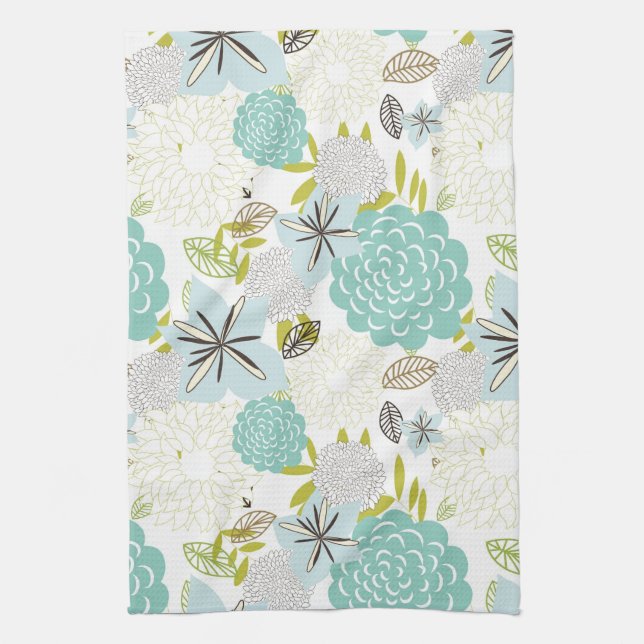 Floral background 5 tea towel (Vertical)