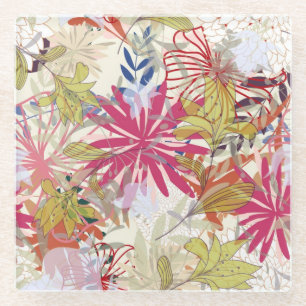 Floral background 6 glass coaster