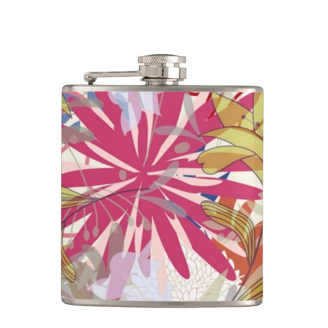 Floral background 6 hip flask (Front)